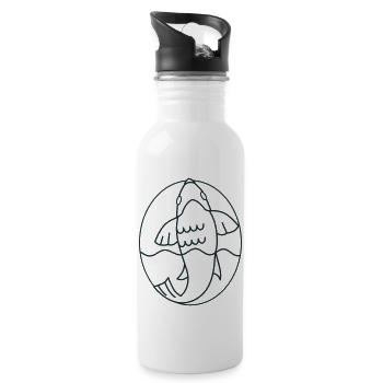 Koi swimming up in an oval - Water bottle with straw - white - Right