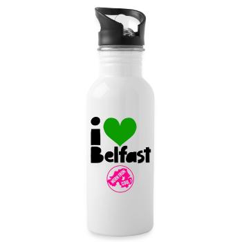 Belfast Nordirland - Trinkflasche mit integriertem Trinkhalm - Weiß - Rechts