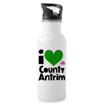 County Antrim - Water bottle with straw - white - Right