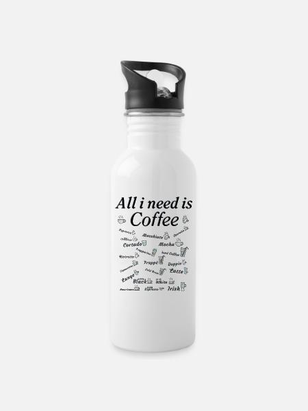 Kaffee Sammlung Kaffeetrinker Kaffeeliebhaber - Trinkflasche mit integriertem Trinkhalm - Weiß