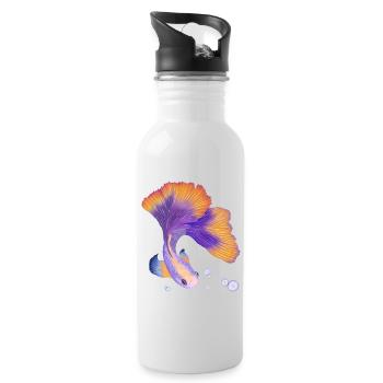 Fisch. Elegant unter Wasser - Trinkflasche mit integriertem Trinkhalm - Weiß - Rechts