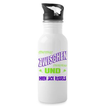haustier hundeliebhaber pudel schäferhund bday - Trinkflasche mit integriertem Trinkhalm - Weiß - Rechts