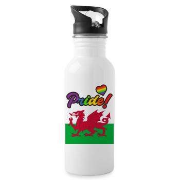 Wales LGBT Gay Pride Cardiff - Trinkflasche mit integriertem Trinkhalm - Weiß - Rechts