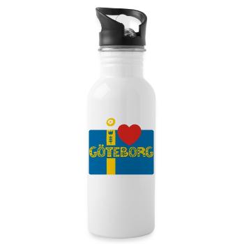 Gothenburg Sweden - Water bottle with straw - white - Right