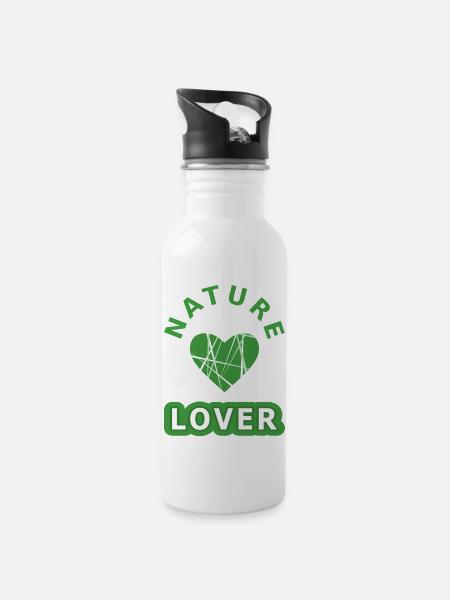 Nature Lover - vert - Gourde avec paille intégrée - blanc