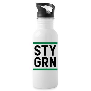 Sty grn (Linien) - Trinkflasche mit integriertem Trinkhalm - Weiß - Rechts