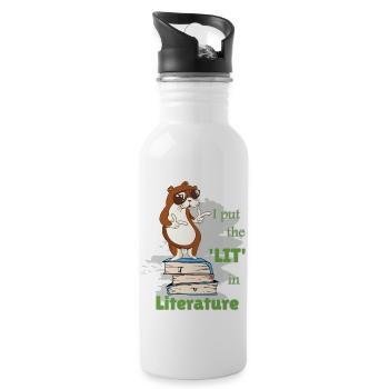 Lustige Sprüche Literatur Bücher Schreiben Otter - Trinkflasche mit integriertem Trinkhalm - Weiß - Rechts