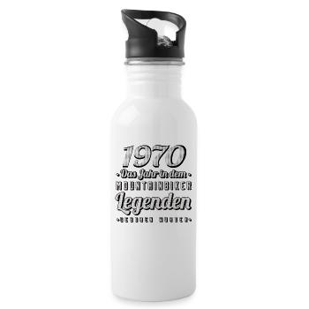 MTB-Mountainbiker 1970 Jahrgang Geburtstag MTB - Trinkflasche mit integriertem Trinkhalm - Weiß - Rechts