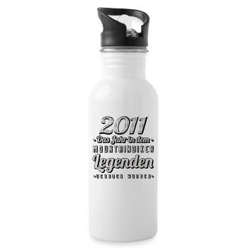 MTB-Mountainbiker 2011 Jahrgang Geburtstag MTB - Trinkflasche mit integriertem Trinkhalm - Weiß - Rechts
