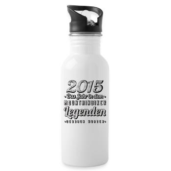 MTB-Mountainbiker 2015 Jahrgang Geburtstag MTB - Trinkflasche mit integriertem Trinkhalm - Weiß - Rechts