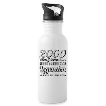 MTB-Mountainbiker 2000 Jahrgang Geburtstag MTB - Trinkflasche mit integriertem Trinkhalm - Weiß - Rechts