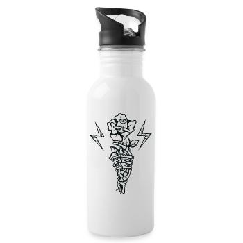 Skeleton Hand holding a Rose - Gothic - Water bottle with straw - white - Right