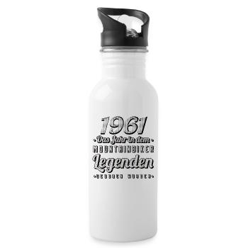 MTB-Mountainbiker 1961 Jahrgang Geburtstag MTB - Trinkflasche mit integriertem Trinkhalm - Weiß - Rechts