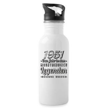 MTB-Mountainbiker 1951 Jahrgang Geburtstag MTB - Trinkflasche mit integriertem Trinkhalm - Weiß - Rechts