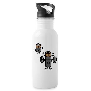 Batterie Mindset Bodybuilding Powerlifting Gym - Trinkflasche mit integriertem Trinkhalm - Weiß - Rechts