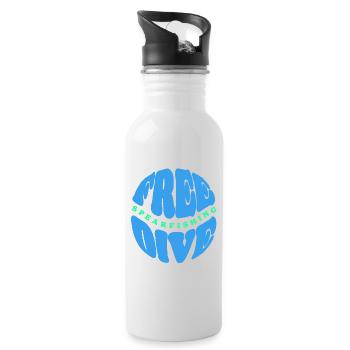 Freedive and Spearfishing Typography - Water bottle with straw - white - Right