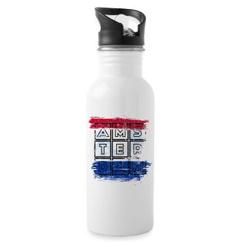 Amsterdam Grid Flagge - Trinkflasche mit integriertem Trinkhalm - Weiß - Rechts