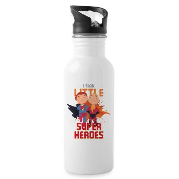 Kindergarten teacher raises little superheroes - Water bottle with straw - white - Right