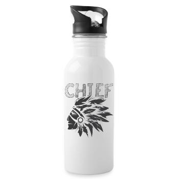 chief Häuptling Symbol Federn Logo icon Indianer - Trinkflasche mit integriertem Trinkhalm - Weiß - Rechts