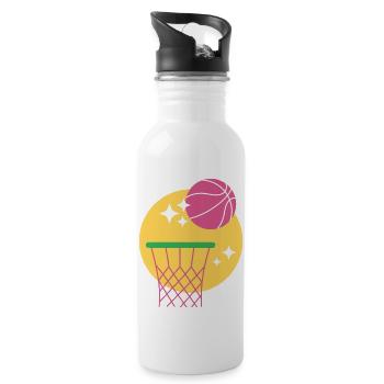 Basketball Hoop Design - Water bottle with straw - white - Right