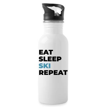 Eat Sleep Ski Repeat - Water bottle with straw - white - Right