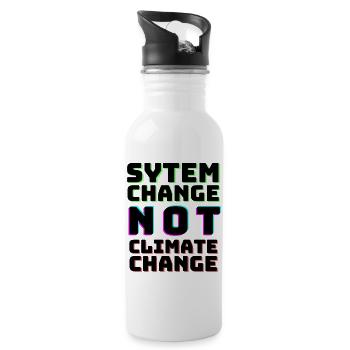System Change not Climate Change - Trinkflasche mit integriertem Trinkhalm - Weiß - Rechts