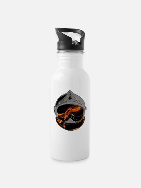 helmet firefighters firefighters of France - Water bottle with straw - white