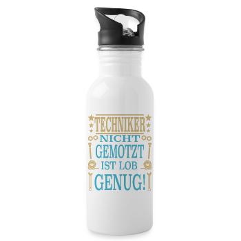 Techniker Schule Abschluss Fortbildung Ingenieur - Trinkflasche mit integriertem Trinkhalm - Weiß - Rechts