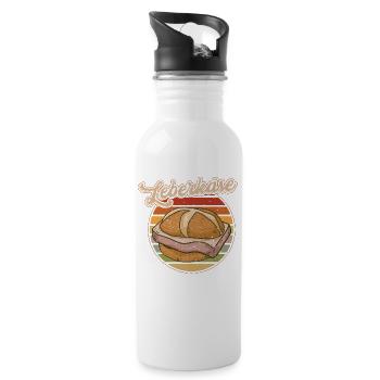 Leberkäse Mein Untergang - Trinkflasche mit integriertem Trinkhalm - Weiß - Rechts