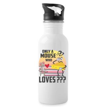 Just a mouse that loves cheese - Water bottle with straw - white - Right