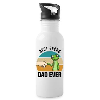 Gecko Liebhaber - Trinkflasche mit integriertem Trinkhalm - Weiß - Rechts