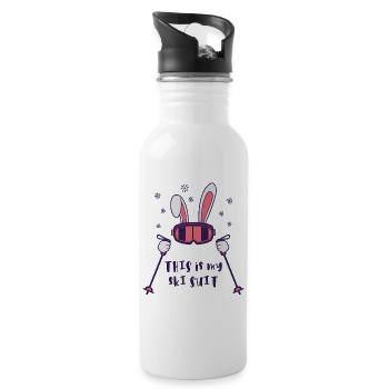 This is my Ski Suit Skiing Rabbit with ski poles - Water bottle with straw - white - Right
