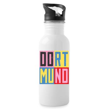 Dortmunder Städte Design - Trinkflasche mit integriertem Trinkhalm - Weiß - Rechts