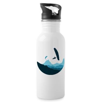 Mountains in a Circle Paragliding blue - Water bottle with straw - white - Right
