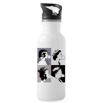 Queen II -Elizabeth England Queen,Kaugummi,pop-art - Trinkflasche mit integriertem Trinkhalm - Weiß - Rechts