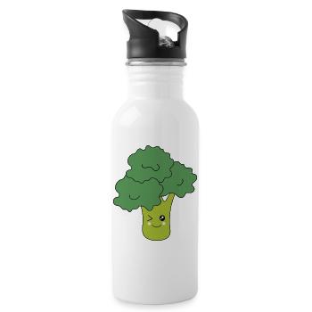 Kawaii Brokkoli Gemüse vegan - Trinkflasche mit integriertem Trinkhalm - Weiß - Rechts