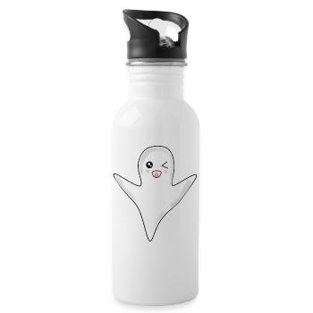 Kawaii Ghost Ghosts Halloween Halloween Costume - Water bottle with straw - white - Right