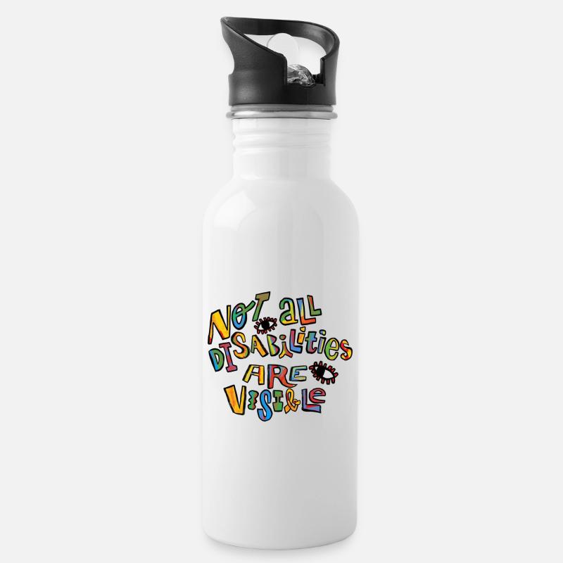 Disability - Water bottle with straw - white