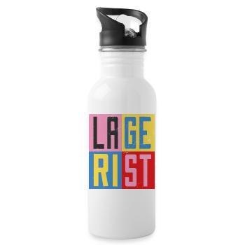 Lagerist Design - Trinkflasche mit integriertem Trinkhalm - Weiß - Rechts