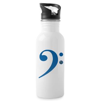 Bassschlüssel - Trinkflasche mit integriertem Trinkhalm - Weiß - Rechts