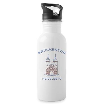 Heidelberg, Wahrzeichen Brückenturm 2 - Trinkflasche mit integriertem Trinkhalm - Weiß - Rechts