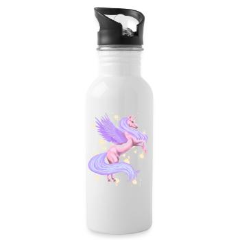 Licorne enchanteresse rose et violette - Gourde avec paille intégrée - blanc - Droite