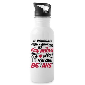 conneries 86 ans / cadeau anniversaire 86 ans - Gourde avec paille intégrée - blanc - Droite