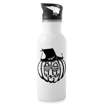 Halloween Spooky Pumpkin Lantern Vector - Water bottle with straw - white - Right
