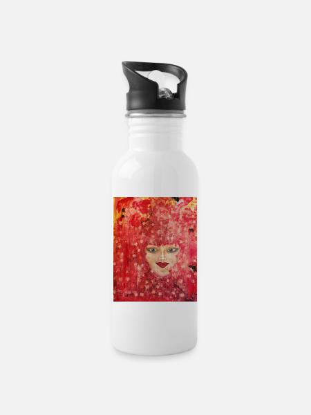 Miss Fleur - Trinkflasche mit integriertem Trinkhalm - Weiß