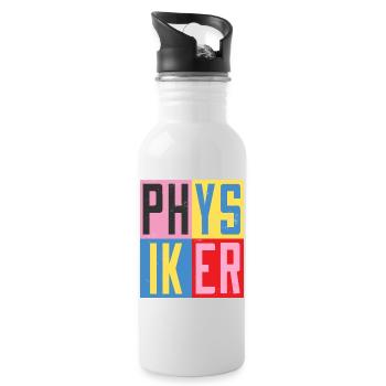 Physiker Design - Trinkflasche mit integriertem Trinkhalm - Weiß - Rechts