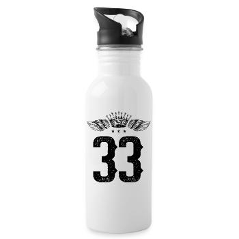 33 Zahl Krone - Trinkflasche mit integriertem Trinkhalm - Weiß - Rechts