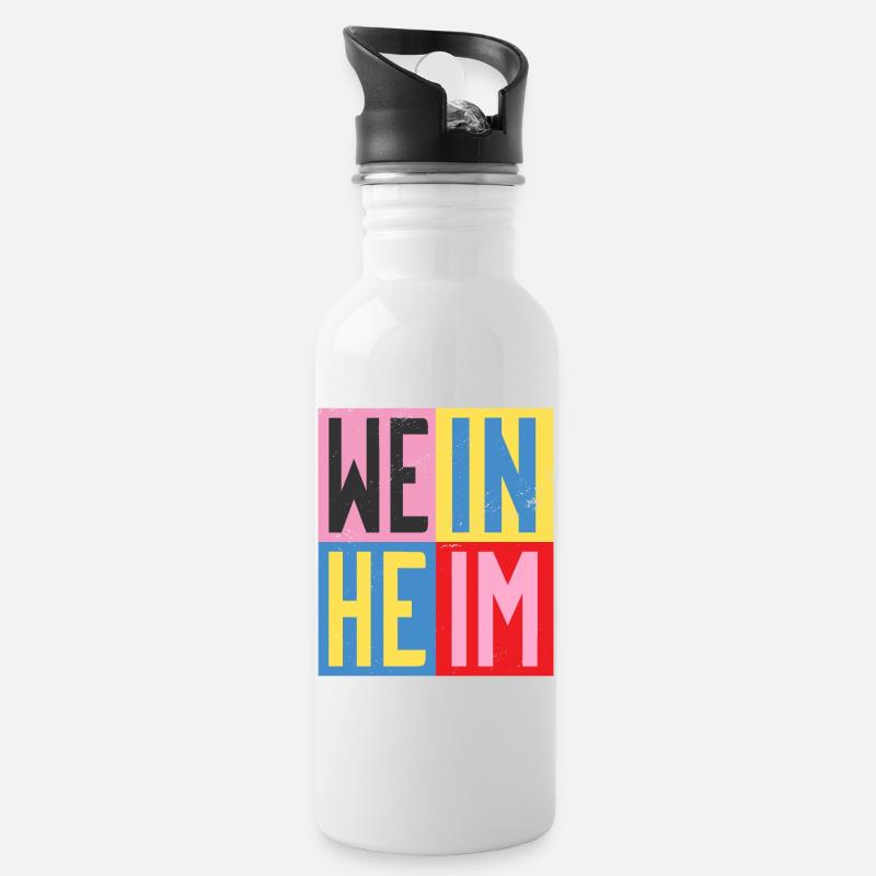 Weinheim Design - Trinkflasche mit integriertem Trinkhalm - Weiß
