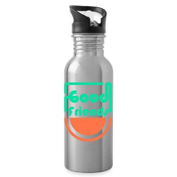 Gute Freunde - Trinkflasche mit integriertem Trinkhalm - Lightsilver - Rechts