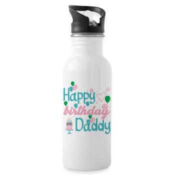 Happy Birthday Daddy Typography - Water bottle with straw - white - Right